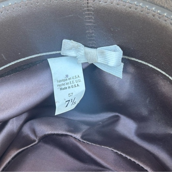 Scala Genuine Fur Felt Fedora Hat 7 1/8(57cm)Made in USA Classic Brown w/Feather - Picture 8 of 14